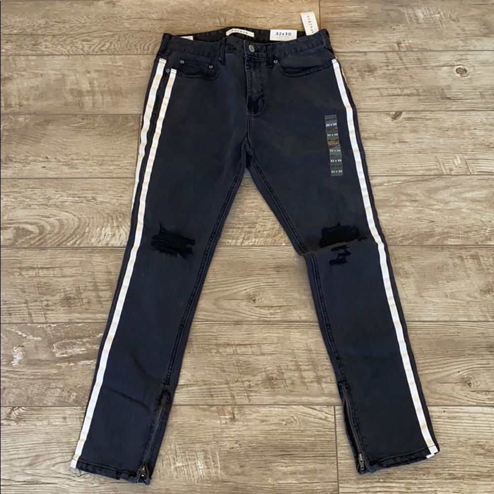 Pacsun Stacked Skinny Distressed Zippered Jean